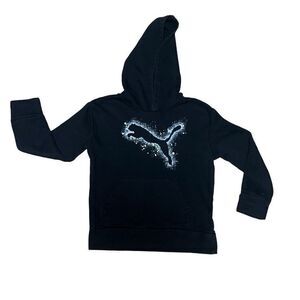 Puma Black Hoodie Pullover Graphic Logo Hooded Sweatshirt